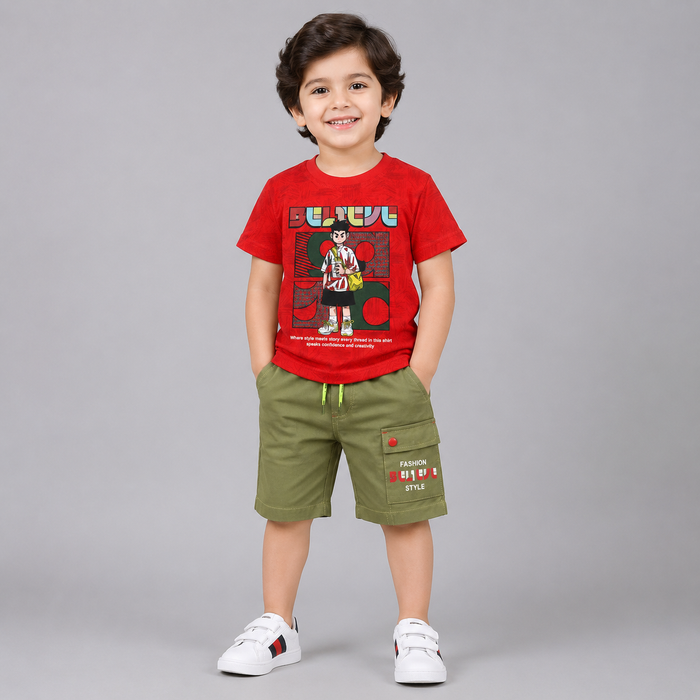 Bold Streetwear Boys Summer Shorts Set