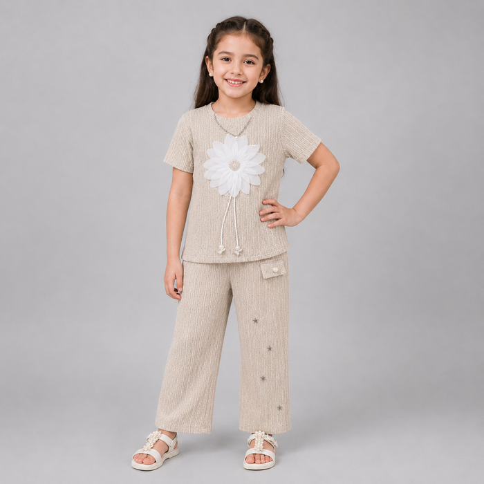 Elegant Blossom Girls Trouser Set