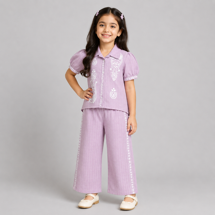 Elegant Embroidered Girls Co-Ord Set