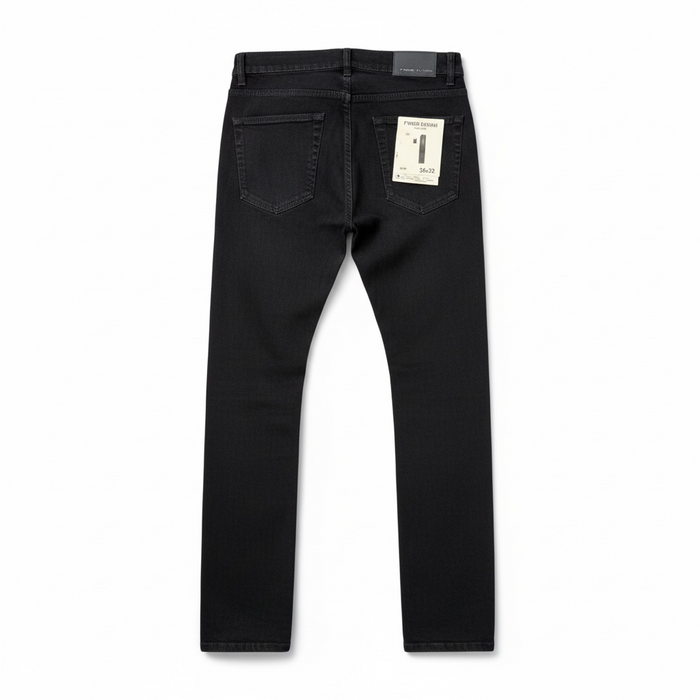 Black FWRD Crystalized denim jeans with a fitted design and stylish detailing, shown on a model.