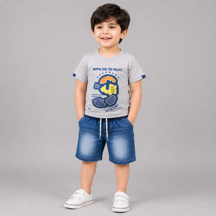 G-Signature Graphic Boys Denim Co-Ord Set