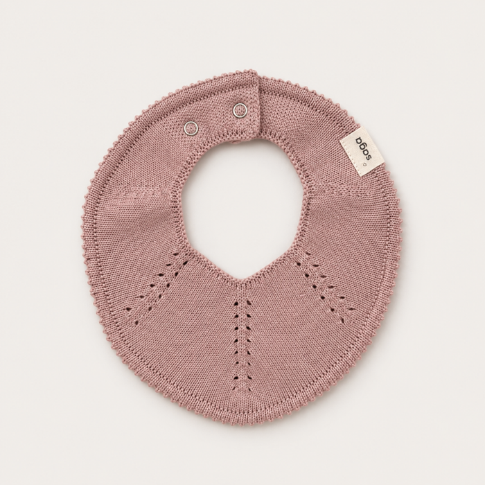 Knitted Baby Bib - Velvet Rose