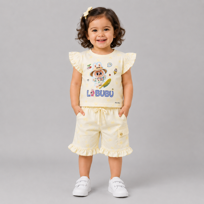 Labubu Doll Printed Girls Set