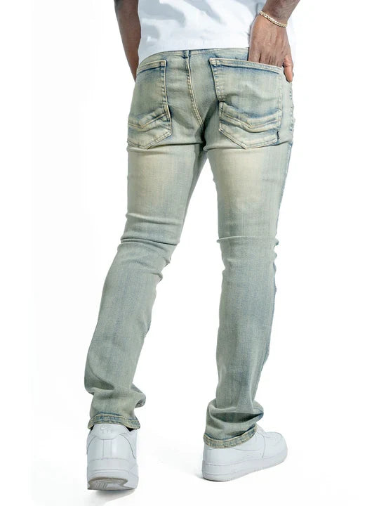 Makobi Bionco slim fit denim jeans in dirt color, showing front view with classic five-pocket design and modern fit.