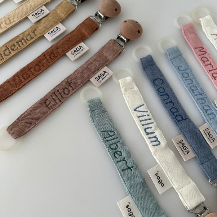 Pacifier Clip - Dusty Green - With Name