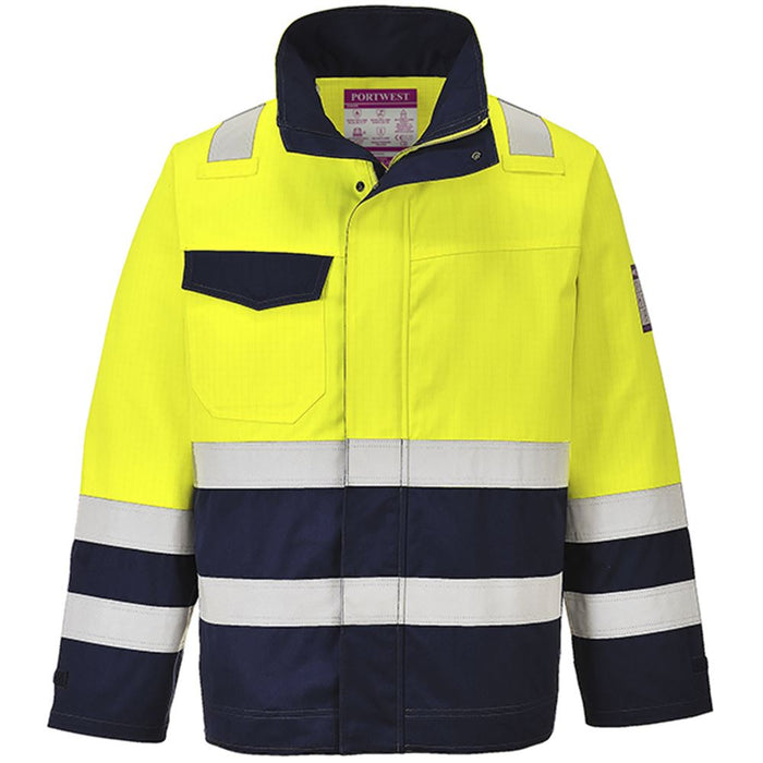 Portwest MV25 Yellow/Navy Modaflame Flame Resistant Anti Static Arc Hi Vis Jacket