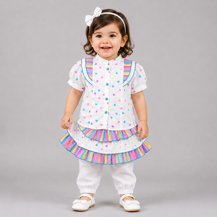 Rainbow Hearts Girls Party Co-Ord Set
