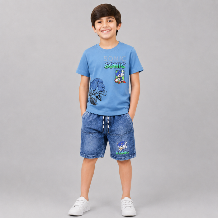 Sonic Boys T-Shirt & Denim Shorts Summer Set