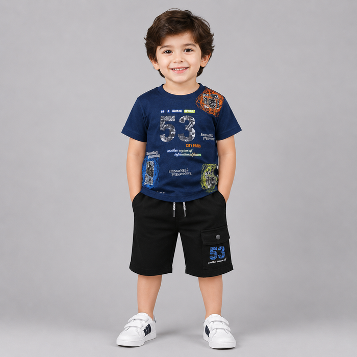 Sporty Street Boys Cargo Shorts Set