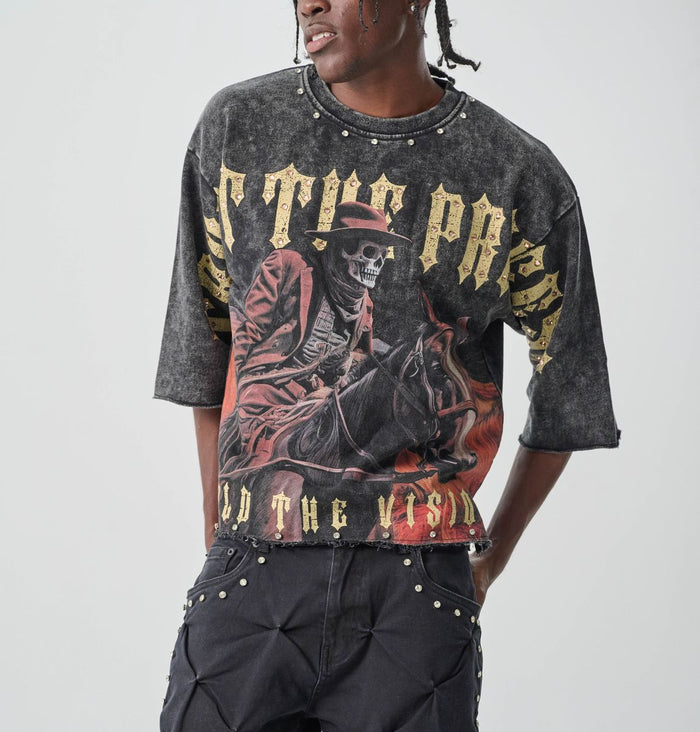 Black Taker 'Trust the Process' cropped T-shirt, casual tee with printed slogan, shown on a plain background.