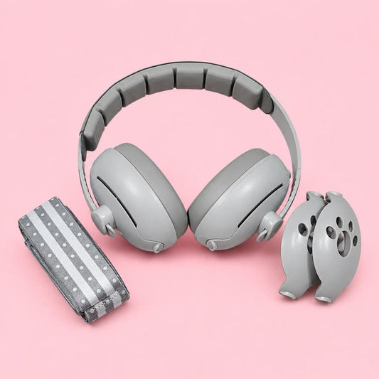 2-in-1 Baby Earmuffs – Grey | Adjustable Noise Reduction Headphones