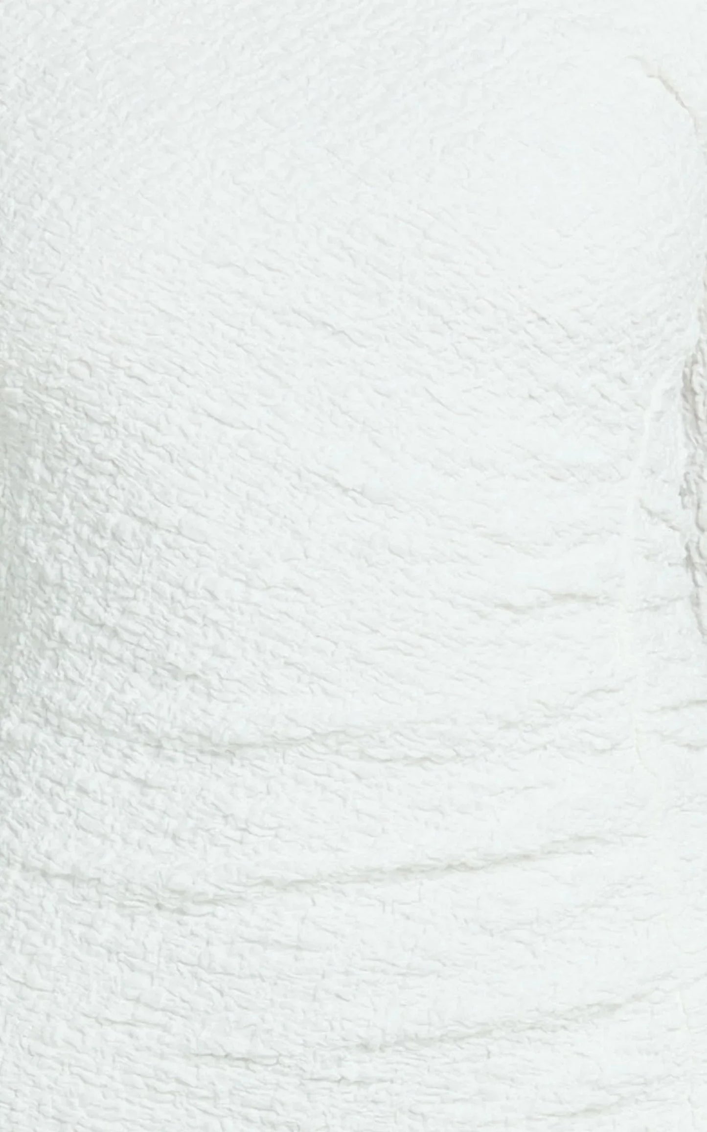 Abbie Mini Dress - Textured Jersey Tip Shoulder Ruched Bodycon Dress in White