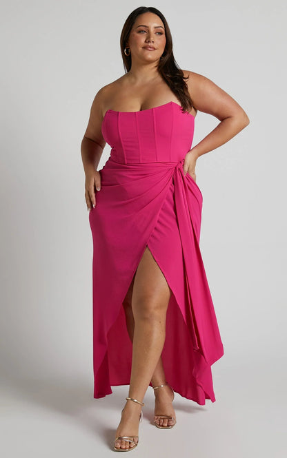 Abigail Maxi Dress - Bodice Tie Dress in Mulberry