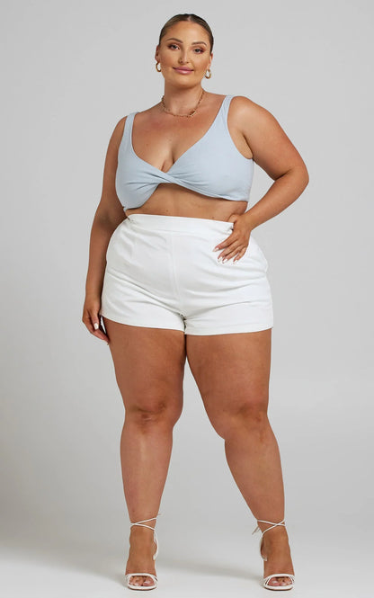 Along The Ride Mini Shorts - Tailored Shorts in White