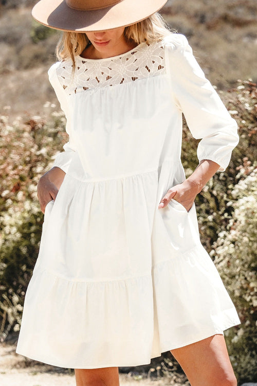 3/4 Sleeve Tiered Mini Dress