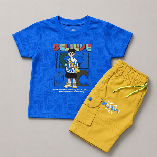 Bold Streetwear Boys Summer Shorts Set
