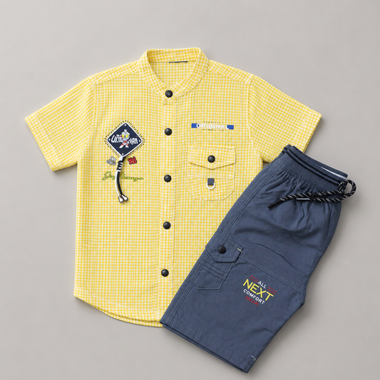 Classic Checkered Boys Summer Outfit Set