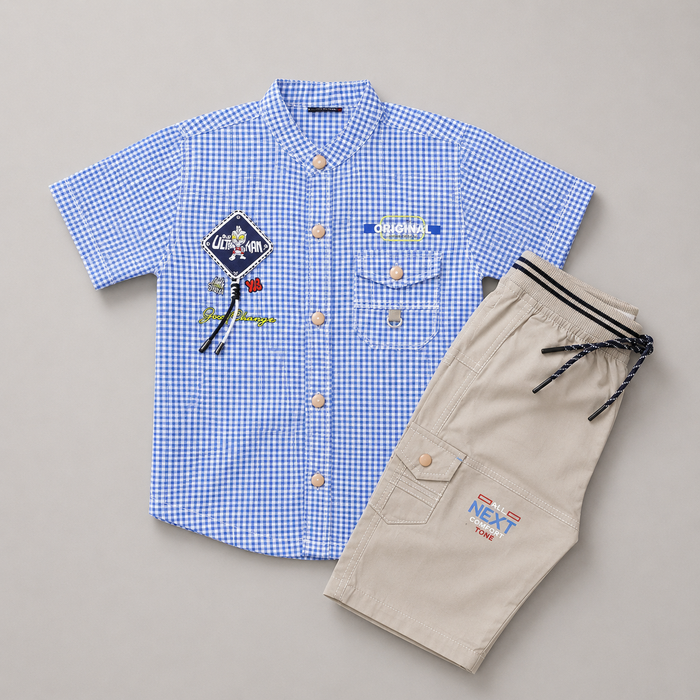 Classic Checkered Boys Summer Outfit Set