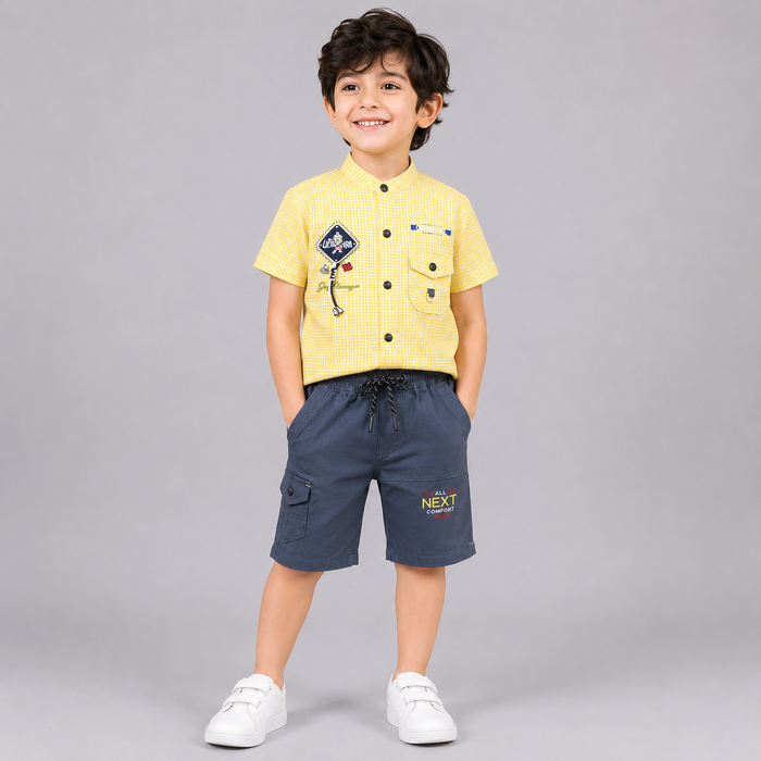 Classic Checkered Boys Summer Outfit Set
