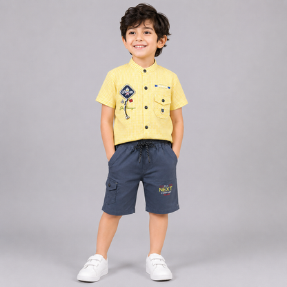 Classic Checkered Boys Summer Outfit Set