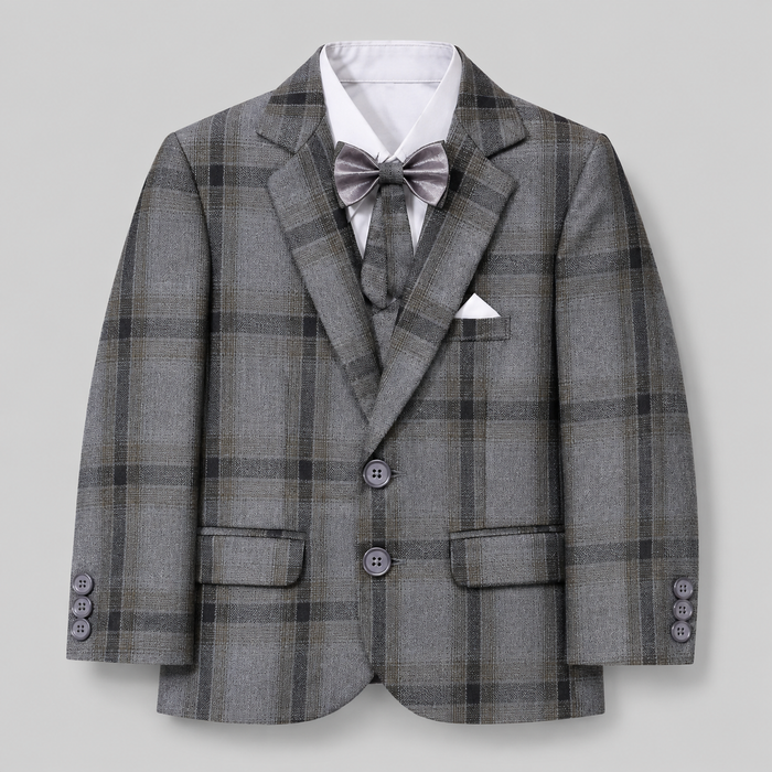 Classic Plaid Boys Formal Five-Piece Suit GE7784