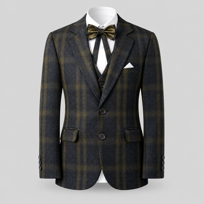 Classic Plaid Boys Formal Five-Piece Suit GE7784