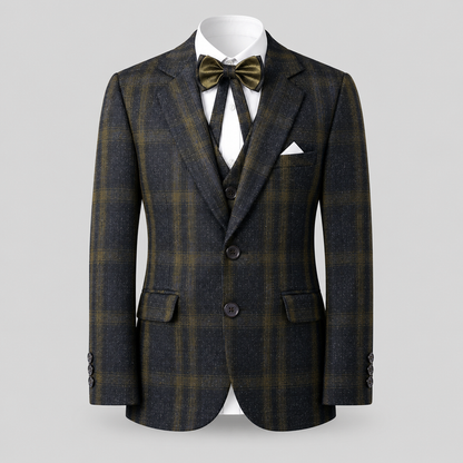 Classic Plaid Boys Formal Five-Piece Suit GE7784