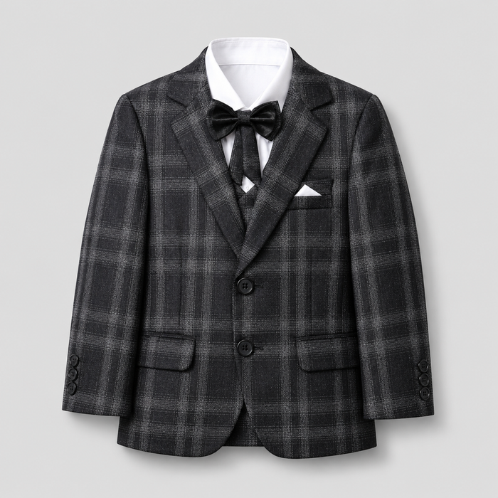 Classic Plaid Boys Formal Five-Piece Suit GE7784