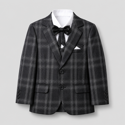 Classic Plaid Boys Formal Five-Piece Suit GE7784