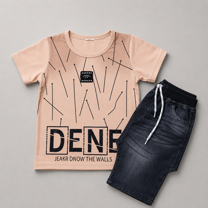 Double Shaded Denim Boys Graphic Co-Ord Set