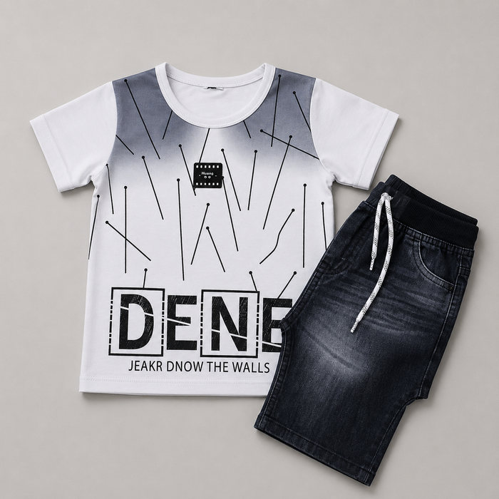 Double Shaded Denim Boys Graphic Co-Ord Set