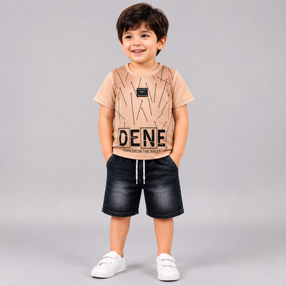 Double Shaded Denim Boys Graphic Co-Ord Set