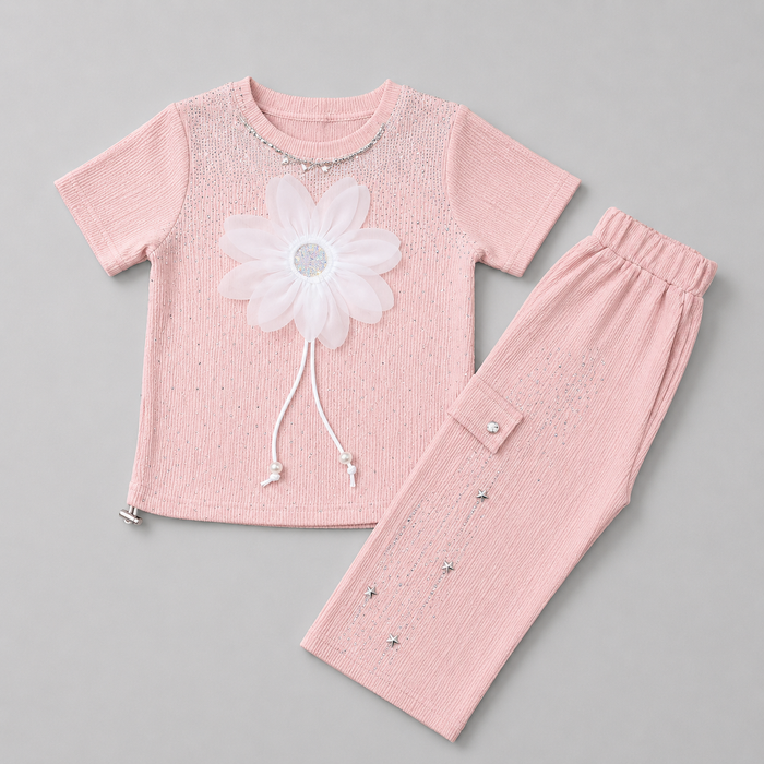 Elegant Blossom Girls Trouser Set