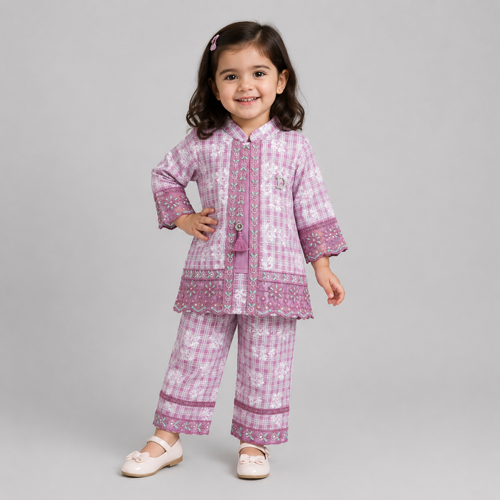 Elegant Embroidered Girls Eastern Set
