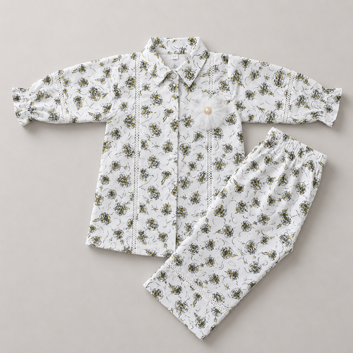 Elegant Floral Girls Printed Co-Ord Set