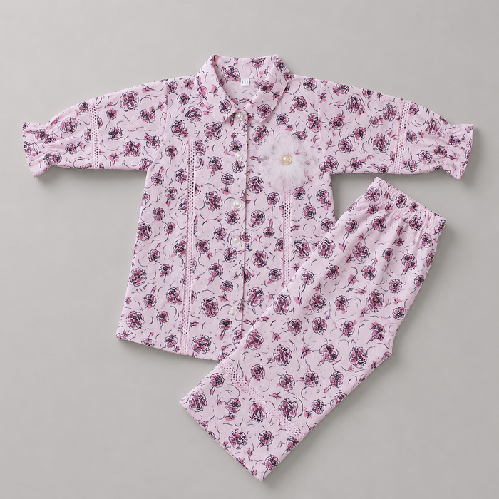 Elegant Floral Girls Printed Co-Ord Set