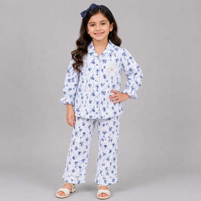 Elegant Floral Girls Printed Co-Ord Set