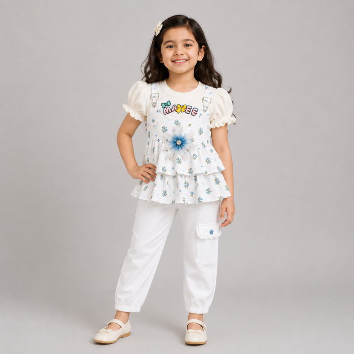 Elegant Girls Floral Layered Co-Ord Set