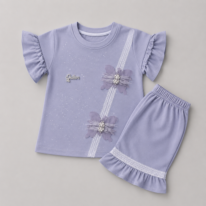 Elegant Girls Frill Sleeve Summer Co-Ord Set