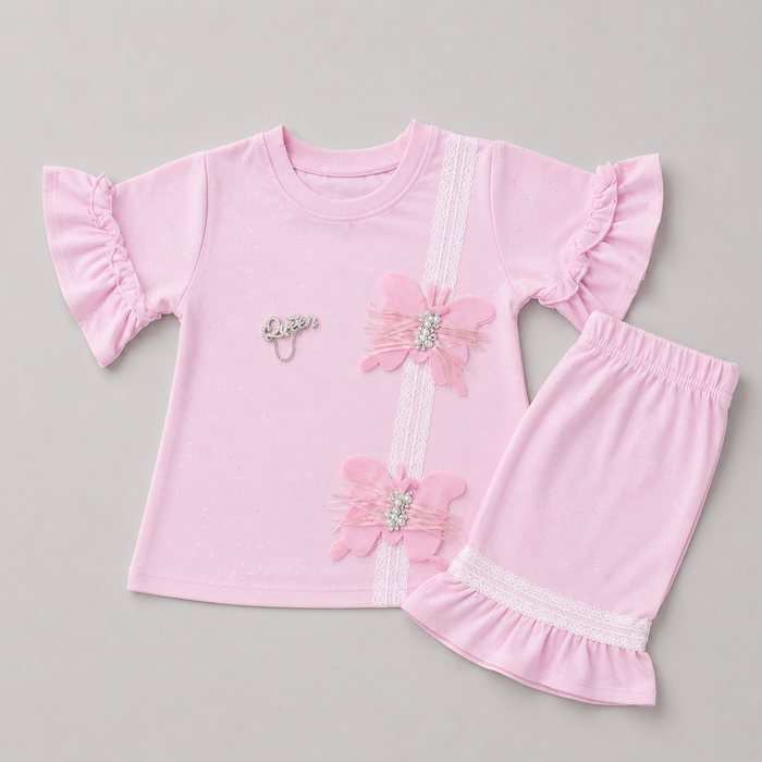 Elegant Girls Frill Sleeve Summer Co-Ord Set