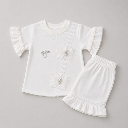 Elegant Girls Frill Sleeve Summer Co-Ord Set