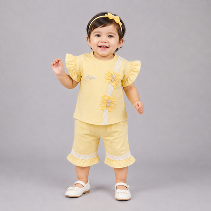 Elegant Girls Frill Sleeve Summer Co-Ord Set