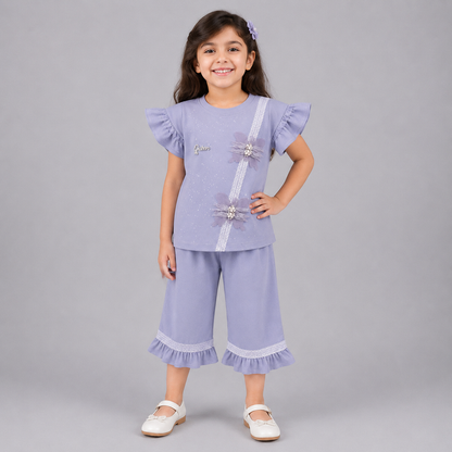 Elegant Girls Frill Sleeve Summer Co-Ord Set