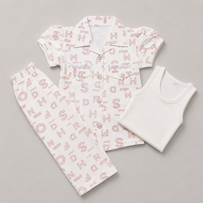 Elegant Girls Printed 3-Piece Summer Set