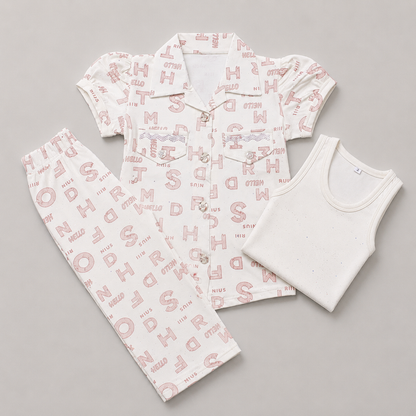 Elegant Girls Printed 3-Piece Summer Set