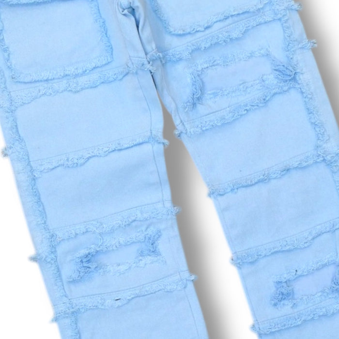 FWRD Static Layer Twill Stacked Denim jacket in Carolina Blue, showcasing layered denim design and structured fit.