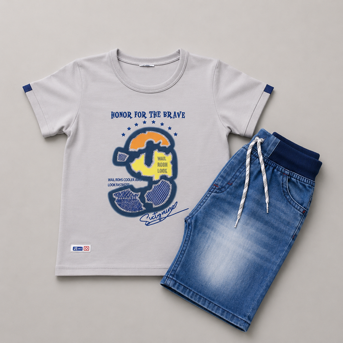 G-Signature Graphic Boys Denim Co-Ord Set
