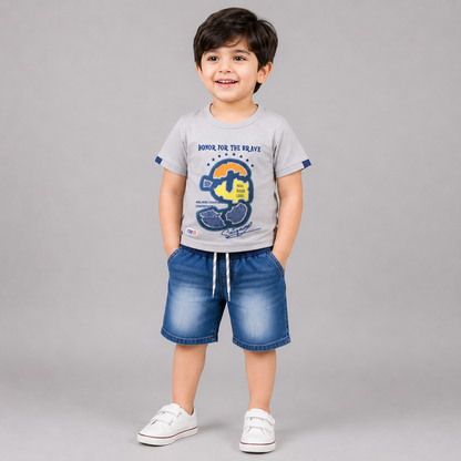 G-Signature Graphic Boys Denim Co-Ord Set