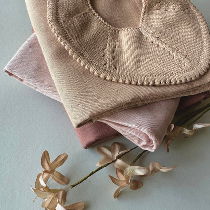 Knitted Baby Bib - Nude