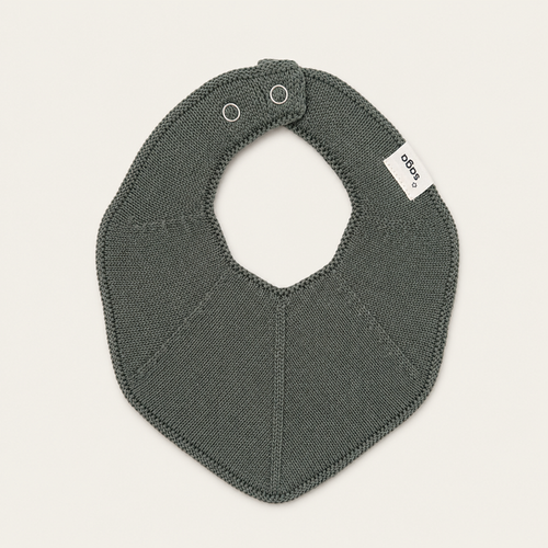 Knitted Baby Bib - Soft Moss